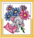 Abillyn Embroidery Cross Stitch Kits Baby Elephant Sending Letter Stamped with Printed Pattern Starter Kit (Baby Elephant)...