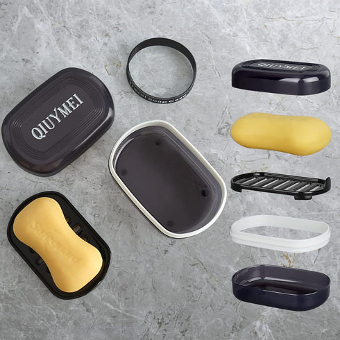 Travel Soap Box,soap Bar Holder Dish Container Case with Soap Bag & Silicone Band,Strong Sealing Leak Proof Portable,Best for Bathroom/Camping/Gym...