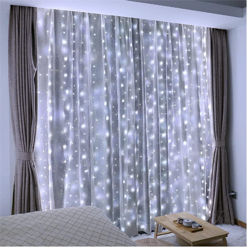 ZSJWL 300 LED White Curtain Lights, 9.8x9.8Ft DIY Windows Fairy String Lights with Remote 8 Modes Timer for Bedroom, USB Plug in Fairy Curtain Lig...