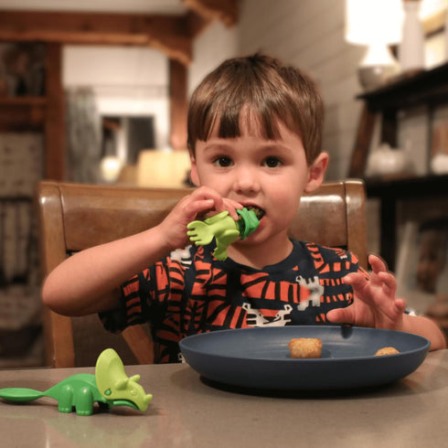 Chomperware Dinosaur Utensils - Made in USA - Toddler Utensils - Baby Spoons - Toddler Silverware - Kids Utensils - Baby Forks - Kids Silverware (...