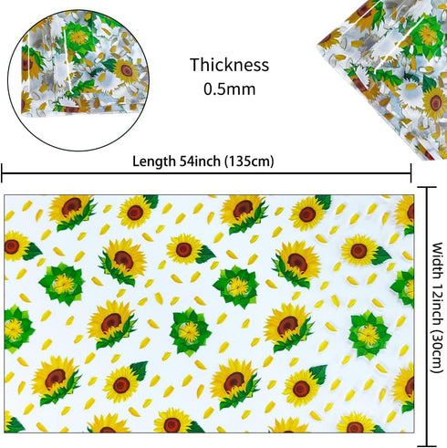 ZLIFA Sunflower Print Clear Vinyl Faux Leather Sheets, 12" x 47" Smooth Printed PVC Fabric Roll for Handmade Bows Earrings Handbag Sewing Crafts, ...