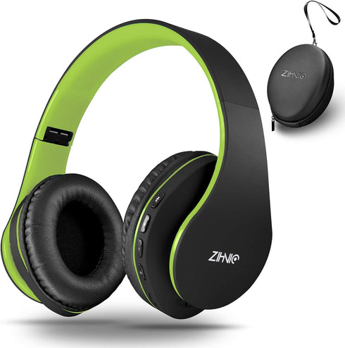 ZIHNIC Bluetooth Headphones Over-Ear, Foldable Wireless and Wired Stereo Headset Micro SD/TF, FM for Cell Phone,PC,Soft Earmuffs &Light Weight for...