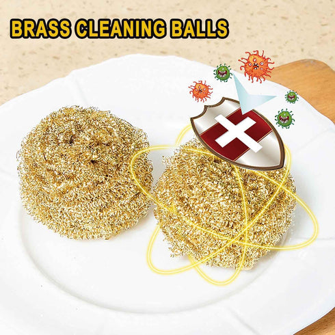 6 Pcs Brass Kitchen Cleaner Scrubbing Scour Copper Scrubber Non-Scratch Dishes Scrubber,Kitchen Steel Wool Easy Scouring Scrubbing Brush,Pot Pan O...