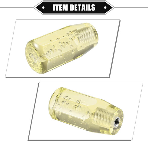 Gear Shift Knob Stick, 10cm Faux Crystal Transparent Bubble Gear Shifter Universal for Manual Transmission Vehicle Durable Acrylic Yellow with Ada...