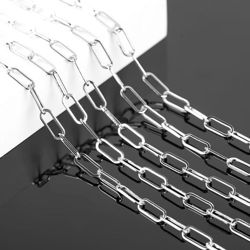 KYUNHOO Silver Jewelry Making Chain Roll Stainless Steel Paperclip Chains Bulk 5 Meters Long Craft Chain with Lobster Clasps Jump Rings for Men Wo...
