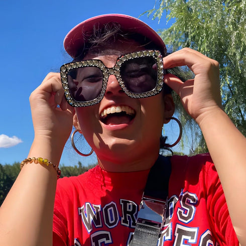 Oversized Crystal Sunglasses for Women Square Thick Frame Bling Rhinestone Elton John Sparkling Glasses...