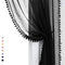 Treatmentex Black Pom Pom Sheer Curtains for Bedroom 63" Linen Texture Decorative Voile Draperies Chic Solid Sheer Curtain Panels for Living Room ...
