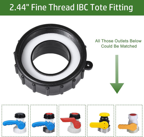 IBC Tote Adapter 2.44" IBC Tote Fittings 275-330 Gallon IBC Tote to Garden Hose Adapter, Brass Hose Faucet Valve+ Garden Hose Quick Connector+ Pla...