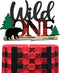 Lumberjack Wild One Cake Topper, Buffalo Plaid Camping Wild Bear 1st Birthday Cake Decor,Buffalo Woodland Lumberjack 1st Theme Baby Birthday Party...