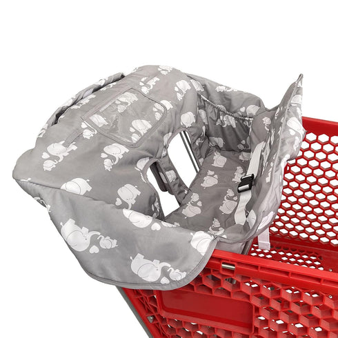 2-in-1 Shopping Cart and High Chair Cover for Baby, Padded Cover, Fold'n Roll Style, Portable with Carry Bag (Gray without Pillow)...