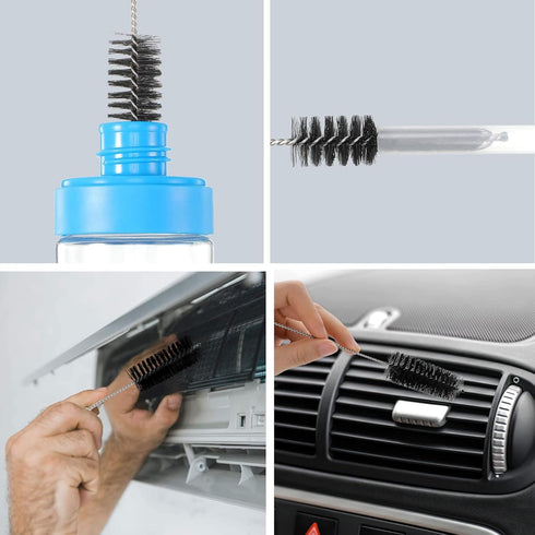 66 inch Long Drain Brush Elastic Double Head Nylon Cleaning Brushes Hose Pipe Brush and 2 PCS 7.9 inch Straw Cleaning Brush (Two Heads Black Color...