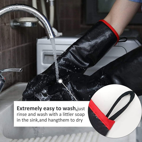 932°F Heat Resistant Gloves Non-Slip BBQ Gloves Waterproof Kitchen Gloves Fireproof Grilling Gloves Oil Resistant Barbecue Gloves Neoprene Coated ...
