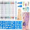 Temporary Tattoo Markers for Skin, 10 Body Markers Make Bold and Fine Lines, Cosmetic Quality + 40 Large Tattoo Stencils for Kids and Adults, Dual...
