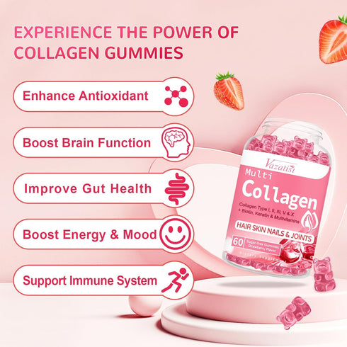 Sugar Free Collagen Gummies for Women Men, 2500mg Collagen with Biotin Sea Moss Vitamin C Zinc for Hair Skin Nails Muscle & Joint, Immunity - 60 S...