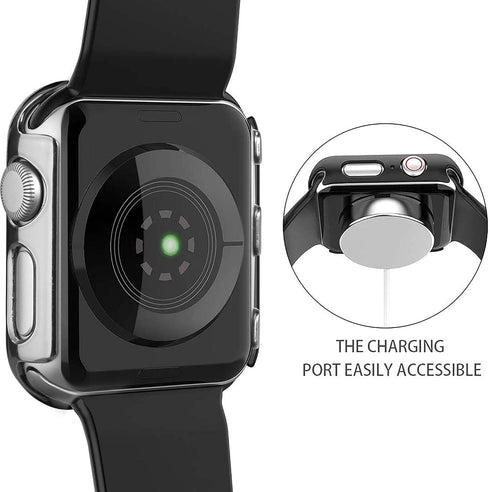 Secbolt 44mm Bling Case Compatible Apple Watch Band with Built-in Tempered Glass Screen Protector, All Around Protective Cover Frame Bumper for iW...