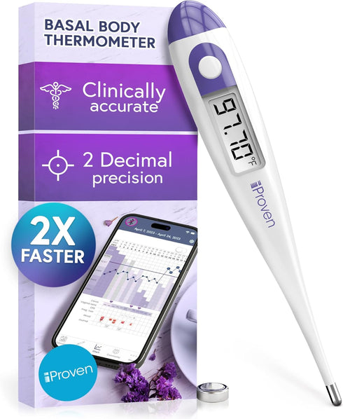 Digital Basal Body Thermometer, 1/100th Degree High Precision, Quick 60-Sec Reading, Memory Recall, Accurate BBT Thermometer for Natural Ovulation...