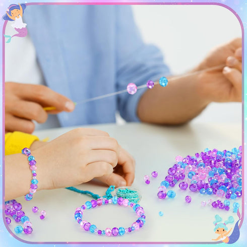 Kigeli 1350 Pcs Crystal Beads for Jewelry Making Mermaid Beads Craft Bulk Color Faceted Glass Gemstone Clear Beads Girls Jewelry Making Kit for Ne...