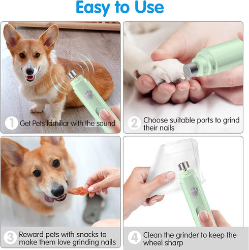 Dog Nail Grinder, 2-Speed Rechargeable Dog Nail Trimmers for Large Medium & Small Dogs, Upgrade Professional Electric Pet Paws Grooming, Quiet Pup...