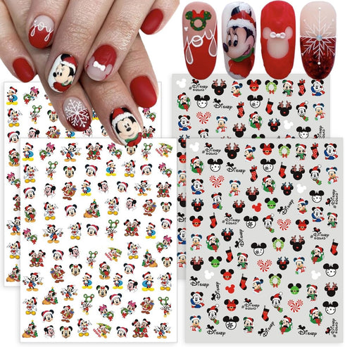 4 Sheets Christmas Nail Art Stickers Cute Cartoon Nail Decals Self Adhesive 3D Nail Art Charms Supplies Xmas Nail Art Design Kawaii Nail Stickers ...