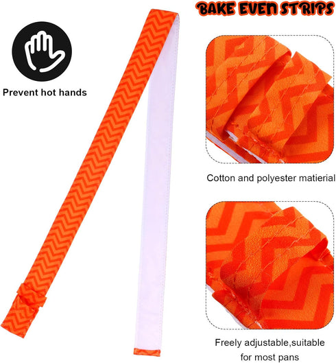 Patelai 6 Pieces Cake Pan Dampen Strips Bake Even Strips Colorful Cake Pan Baking Strips Absorbent Thick Baking Tray Protection Strap for Clean Ba...