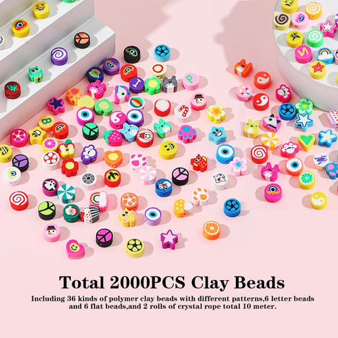 2080PCS letter Clay Beads for Bracelets keychain making kit, letter bedas Fruit Flower Clay Beads Charms Kit with Accessories DIY Crafts for women...