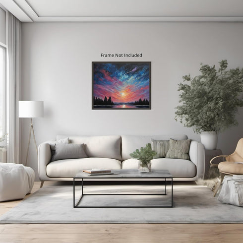 Posterizer 1 pcs- mountains, trees, night sky landscape nature 3-Landscape & Nature Art-Floral Botanical Art- Decor for Home & Office- unframed wa...