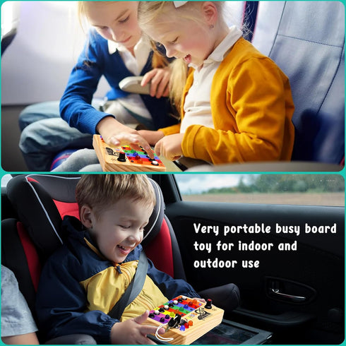 Autism Sensory Montessori Toys for 1 Year Old, Toddlers Busy Board for 1 2 3 4 Year Old, Wooden Switch Button Musical Mini Piano Key with LED Ligh...