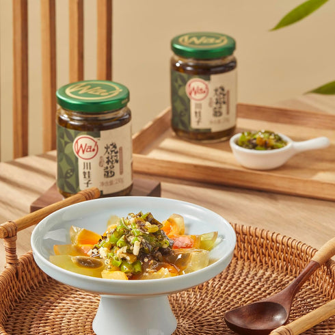 BAILINHOU Sichuan Flame Roasted Diced green chiles sauce asian 8.28oz/235g, chuanwazi green chilis canned imported of china...