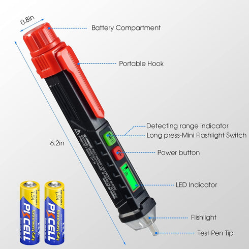 WGGE AC Voltage Tester/Non-Contact Voltage Tester with Dual Range AC 12V-1000V/48V-1000V, Electrical Pen with LCD Display and Flashlight Buzzer Al...