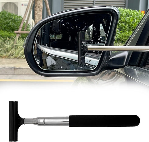 Car Rearview Mirror Wiper, Telescopic Auto Mirror Squeegee Wiper, Multifunctional Portable Vehicle Glass Cleaner Tool Auto Interior Exterior Acces...