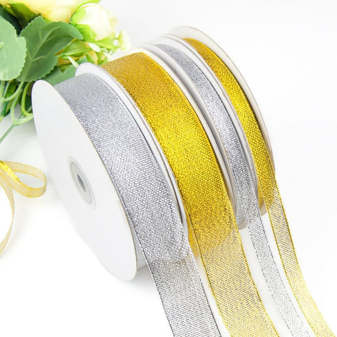 3/8" Width x 50 Yards Metallic Glitter Ribbon with Spool, Silver Glitter Ribbon Perfect for Gift Wrapping, Festival Decoration, Wedding, Christmas...