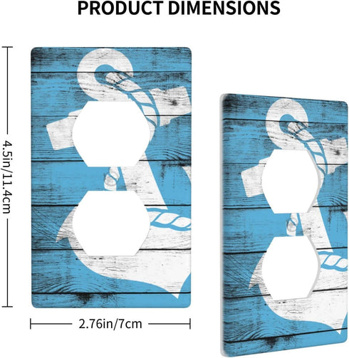 Board Nautical Anchor Single Duplex Outlet Light Switch Plate Cover Decor Wall Plate Cover For Home Bedroom Kitchen Decorative 4.5 * 2.76 Inch...