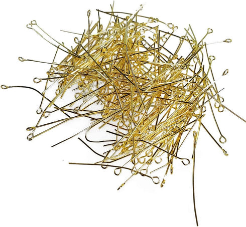200Pcs Eye Pin Open Eye Pins Head Pins for DIY Jewelry Making 1.6inch/40mm (Gold)...