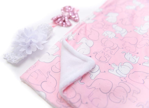 Cudlie Accessories Buttons and Stitches, Baby Girls, Blanket with 2 Headbands Set (Bunny Love)...
