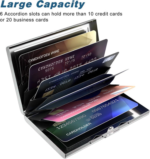 Rimilak Metal Credit Card Holder, Mini Credit Card Wallet RFID Blocking Slim Metal Hard Case for Women Men, Sun Moon...