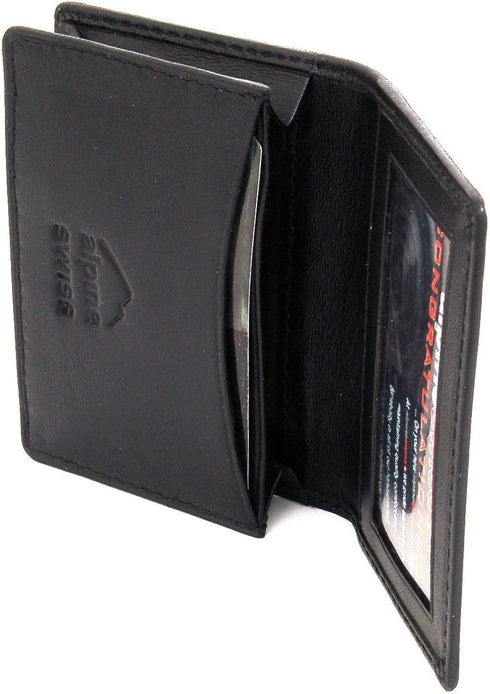 Alpine Swiss Genuine Leather Thin Business Card Case Minimalist Wallet...