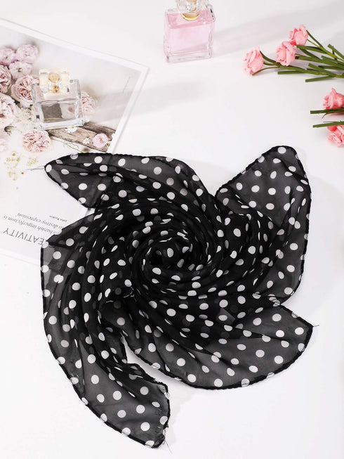 1950s Chiffon Scarf Polka Dot Retro Hair Tie 50s Sheer Square Neck Head Scarf Vintage Neckerchief for Women Girls...