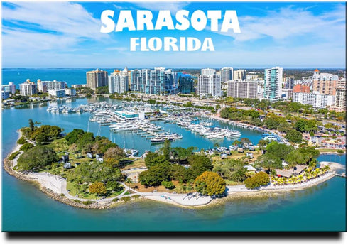 Sarasota Fridge Magnet Florida Travel Souvenir Downtown Bayfront Park Marina...