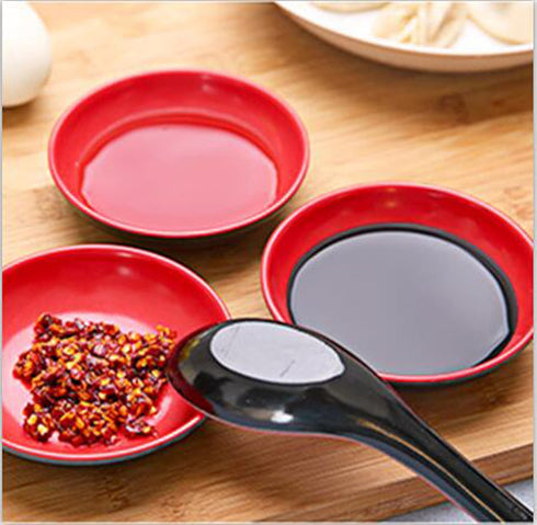 Happy Sales HSSDRB4, Melamine Sauce Dishes, Dipping Bowls, Set of 4 pc (Red Black)...