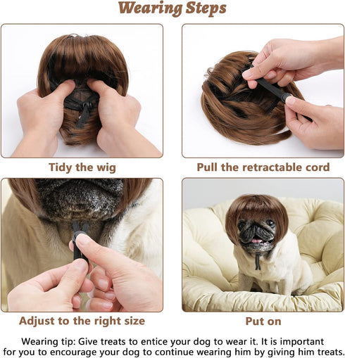 Dog Costume Cat Apparel Dog Toys Curly Braids Headgear Wigs Styling Cute Funny Pet Hair Accessories (flax)...