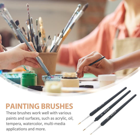 3 PCS Wolf Hair Set Detail Art Painting Miniatures Acrylic Watercolor Oil Paint (000 + 00 + 0) As Shown...