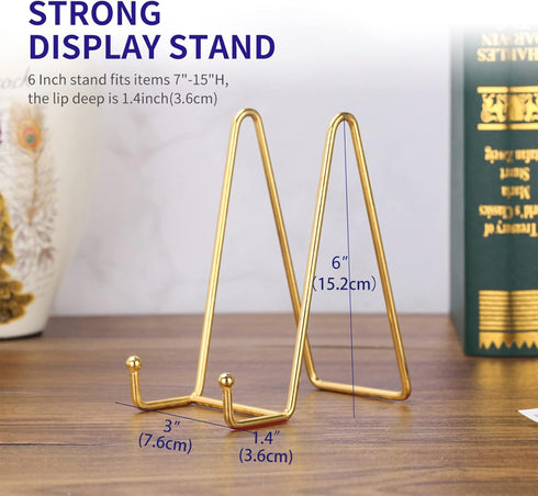 LIONWEI LIONWELI Decorative Plate Stand Holder Picture Frame Stand Easel Display Stand Gold...