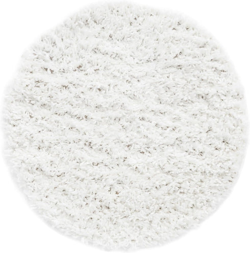 Unique Loom Davos Shag Collection Area Rug - Solid (2' Round, White/ Ivory)...