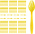 Yellow Plastic Spoons Heavy Duty, Disposable Party Supplies 104 PCS...