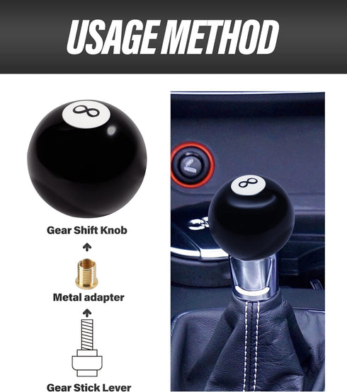 Billiard Round Manual Gear Shift Lever Shifter Knob with 3 Adapters,Universal Gear Shift Stick Shifter Knob Lever Cover 4 5 6 Speed,Fit for Manual...