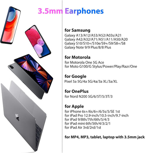 Wired Earbuds 3.5mm Jack Magnetic in-Ear Earphone Stereo Canceling Headphone with Microphone for iPhone iPad Samsung A15 A14 A13 A03s S10 Motorola...