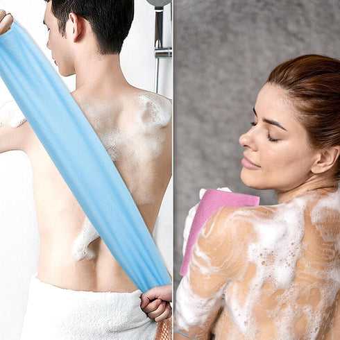 2Pcs Back Scrubber Body Bath Pull Strap Scrubber with Handles Nylon Exfoliating Washcloth Extended Length Washers Stretchable Shower Scrubber for ...