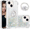 CCSmall Glitter Clear Sparkly Bling Case for Apple iPhone 15, Flowing Liquid Quicksand Cover with Diamond Ring Holder Case for iPhone 15 LSZ Silve...