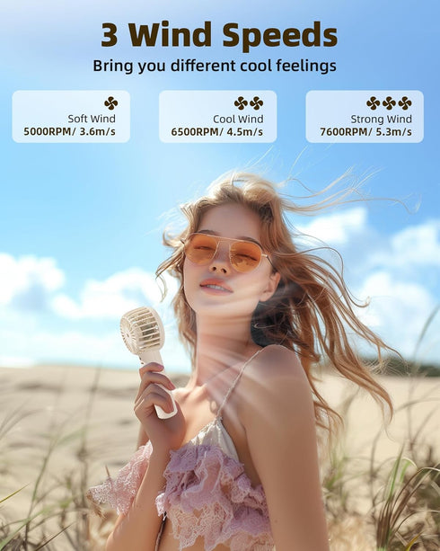 Mini Handheld Fan, Powerful Portable Fan 3 Speeds, USB Rechargeable Small Hand Fan, Personal Fan Battery Operated, Cute Design Makeup Eyelash Fan ...