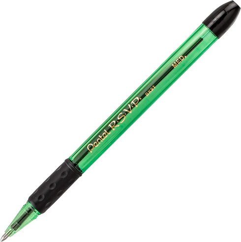 Pentel R.S.V.P. Razzle-Dazzle Ballpoint Pen, Medium Line, Green Barrel, Black Ink, Box of 12 (BK91RDD-A)......